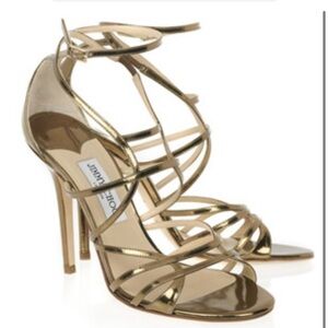 Jimmy Choo Women's Bronze Cage Strappy Stiletto Heels Size EU 34 (US Size 4)